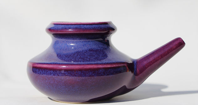 purple ceramic neti pot